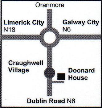 HOW TO FIND US;
Doonard House B&B, 
Craughwell, 
Co. Galway.