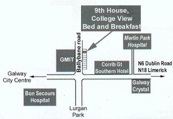 College View B&B, 
Ballybane Road, 
Galway City, 
Co. Galway,
Irland